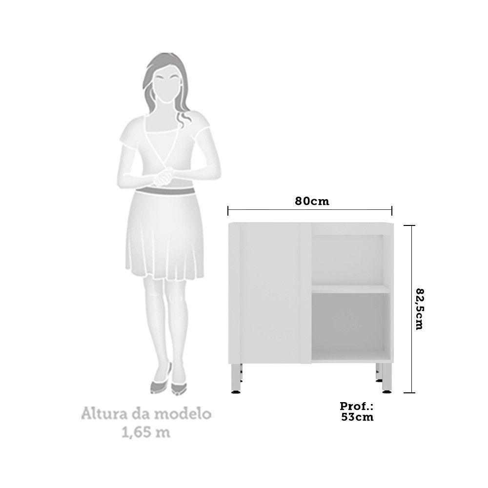 Balcão Sem Tampo Canto Reto 80cm Branco Com Legno Crema - 3