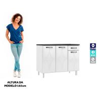 Balcão Triplo Smart Rubi 1 Gaveta Com Tampo 15mm Branco