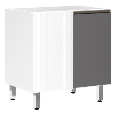 Balcão Sem Tampo Canto Reto 80cm Branco Com Cinza Puro