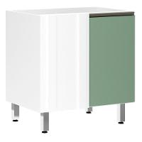 Balcão Sem Tampo Canto Reto 80cm Branco Com Verde Jade - 1
