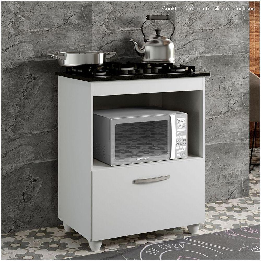 Balcão Para Cooktop De 5 Bocas 1 Porta 1 Nicho Salvia Branco - 2