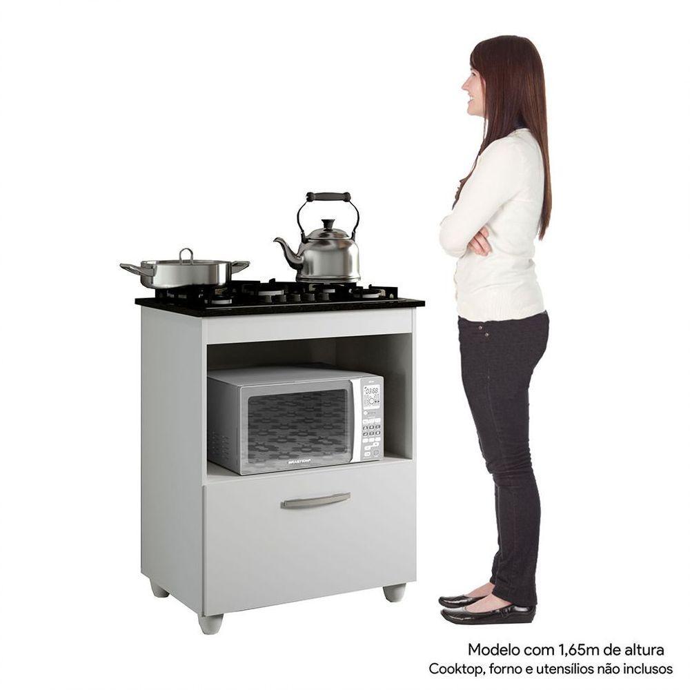 Balcão Para Cooktop De 5 Bocas 1 Porta 1 Nicho Salvia Branco - 3