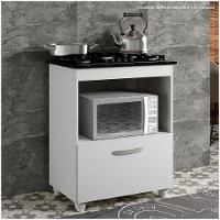 Balcão Para Cooktop De 5 Bocas 1 Porta 1 Nicho Salvia Branco