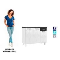 Balcão Triplo Smart Rubi 1 Gaveta Com Tampo 15mm Preto