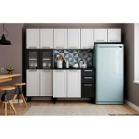 Balcão de Cozinha Múltipla 6114 3 Portas 2 Gavetas c/Tampo 105cm Branco/Preto - Bertolini - 6