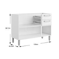 Balcão de Cozinha Evidence 7024 3 Portas e 2 Gavetas s/ Tampo 120cm Branco - Bertolini - 2