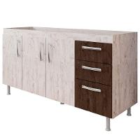 Balcão Gabinete De Pia Sem Tampo 160cm Nathan 3 Portas Rústico/chocolate - Nathy Móveis - 1