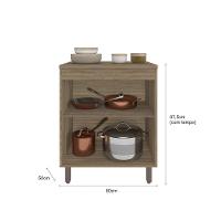 Balcão Com Tampo 2 Portas 70 Cm Barcelona Poliman Carvalho Com Off White - 2