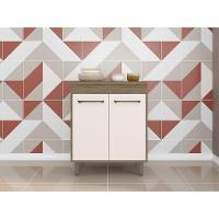 Balcão Com Tampo 2 Portas 70 Cm Barcelona Poliman Carvalho Com Off White - 3