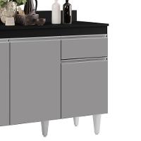 Balcão Gabinete 120cm 3 Portas 1 Gaveta Preto/Cinza - 3