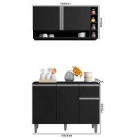 Balcão De Pia E Aéreo Cozinha 105cm Preto Fosco Sem Tampo - 4