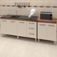 Balcao Pia 160cm E Multiuso 2 Portas 70cm Savana Off White Mobbs Savana Off White - 3