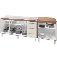 Balcao Pia 160cm E Multiuso 2 Portas 70cm Savana Off White Mobbs Savana Off White - 6