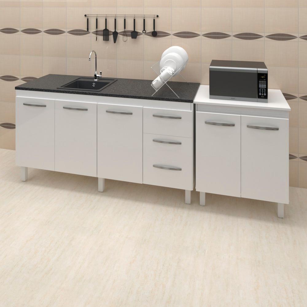 Balcao Pia 150cm E Multiuso 2 Portas 70cm Branco Mobbs Branco - 1