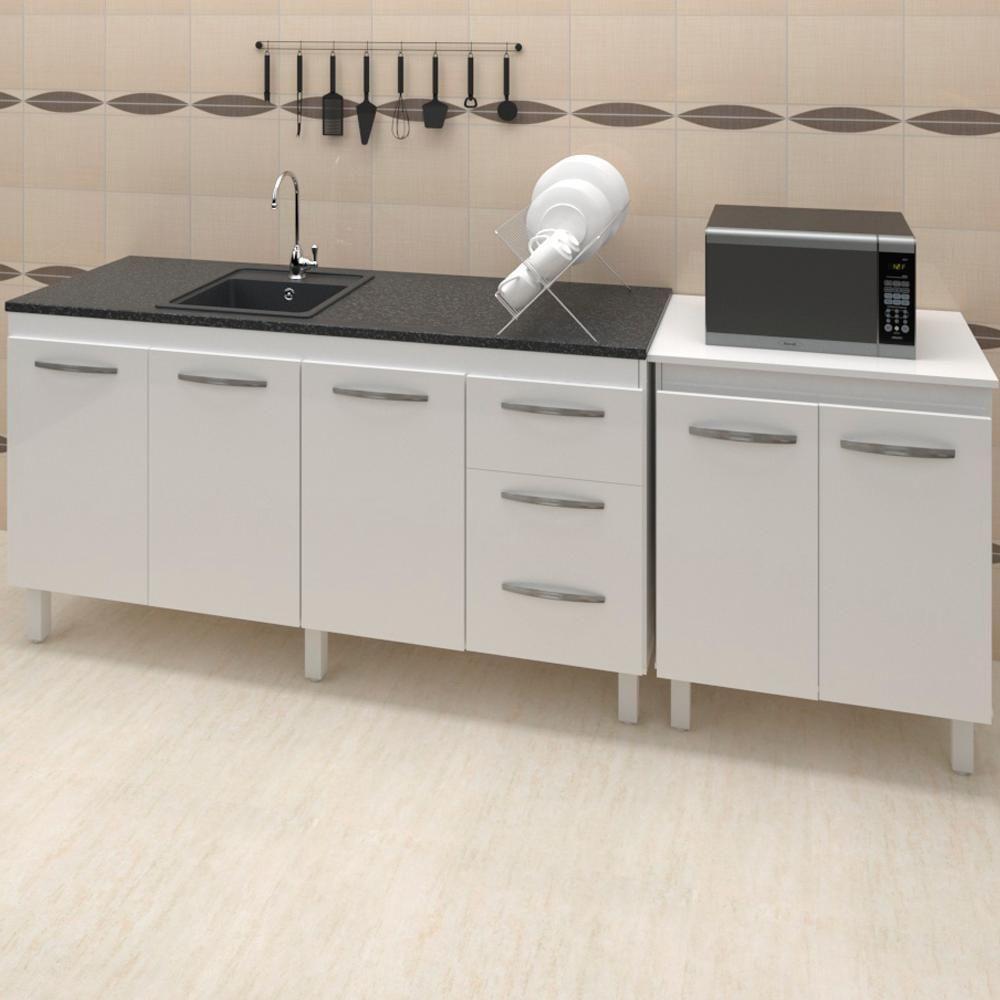 Balcao Pia 150cm E Multiuso 2 Portas 70cm Branco Mobbs Branco - 6