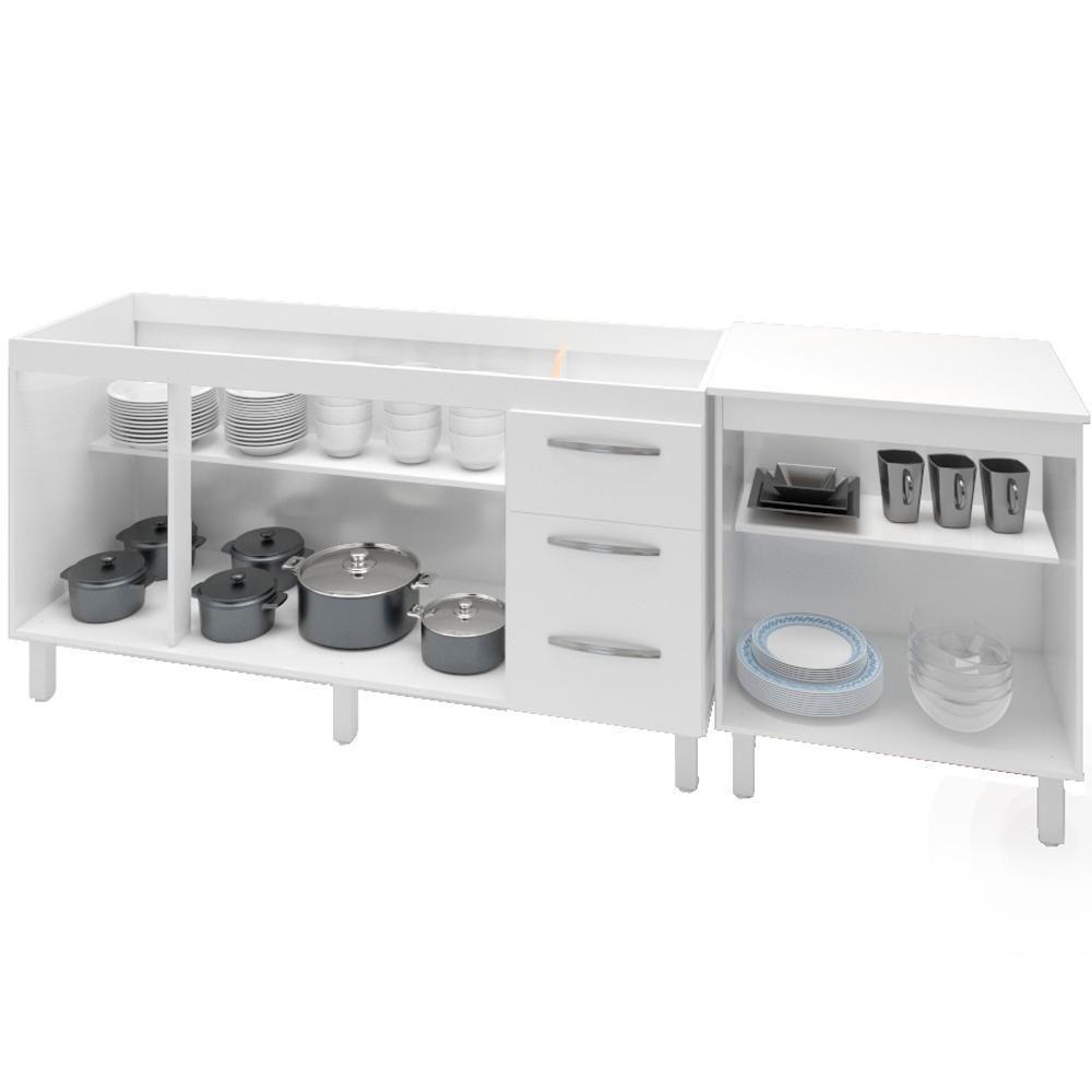 Balcao Pia 150cm E Multiuso 2 Portas 70cm Branco Mobbs Branco - 7