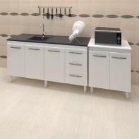 Balcao Pia 150cm E Multiuso 2 Portas 70cm Branco Mobbs Branco - 1