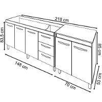 Balcao Pia 150cm E Multiuso 2 Portas 70cm Branco Mobbs Branco - 2
