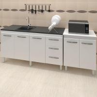 Balcao Pia 150cm E Multiuso 2 Portas 70cm Branco Mobbs Branco - 6