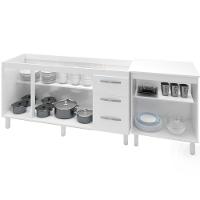 Balcao Pia 150cm E Multiuso 2 Portas 70cm Branco Mobbs Branco - 7