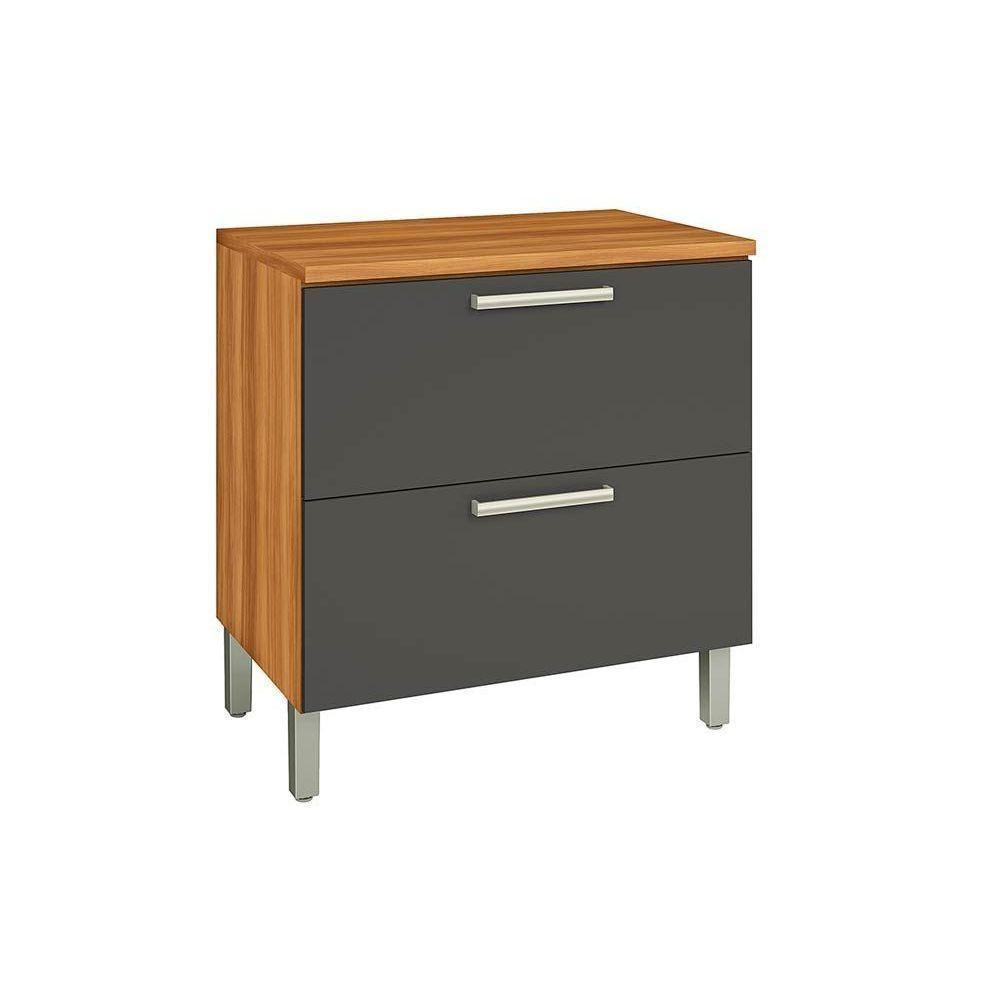 Balcão de Cozinha Burguesa Premium 1 Porta e 1 Gaveta c/ Tampo 80cm Freijo/Grafite - Nesher - 1