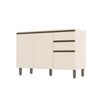 Balcão De Cozinha Pia 120 Cm 3 Portas 2 Gavetas Connect Henn Off White - 1