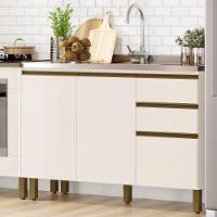 Balcão De Cozinha Pia 120 Cm 3 Portas 2 Gavetas Connect Henn Off White - 2