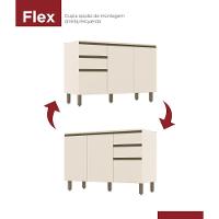 Balcão De Cozinha Pia 120 Cm 3 Portas 2 Gavetas Connect Henn Off White - 3