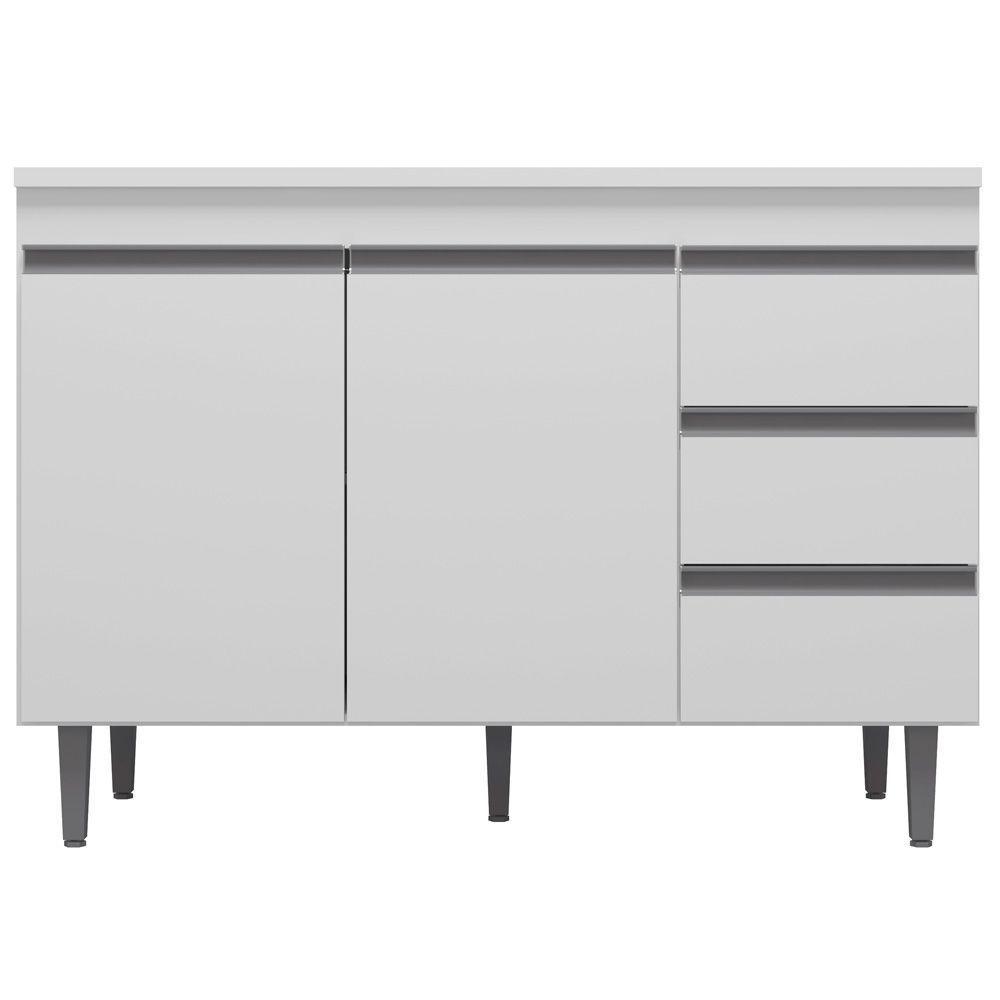 Balcão De Pia Cozinha 2 Portas Andréia 120Cm Branco S/Tampo - 1