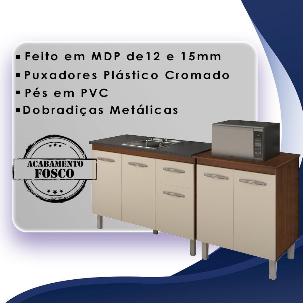 Balcao Pia 120cm E Multiuso 2 Portas 70cm Savana Off White Mobbs Savana Off White - 4