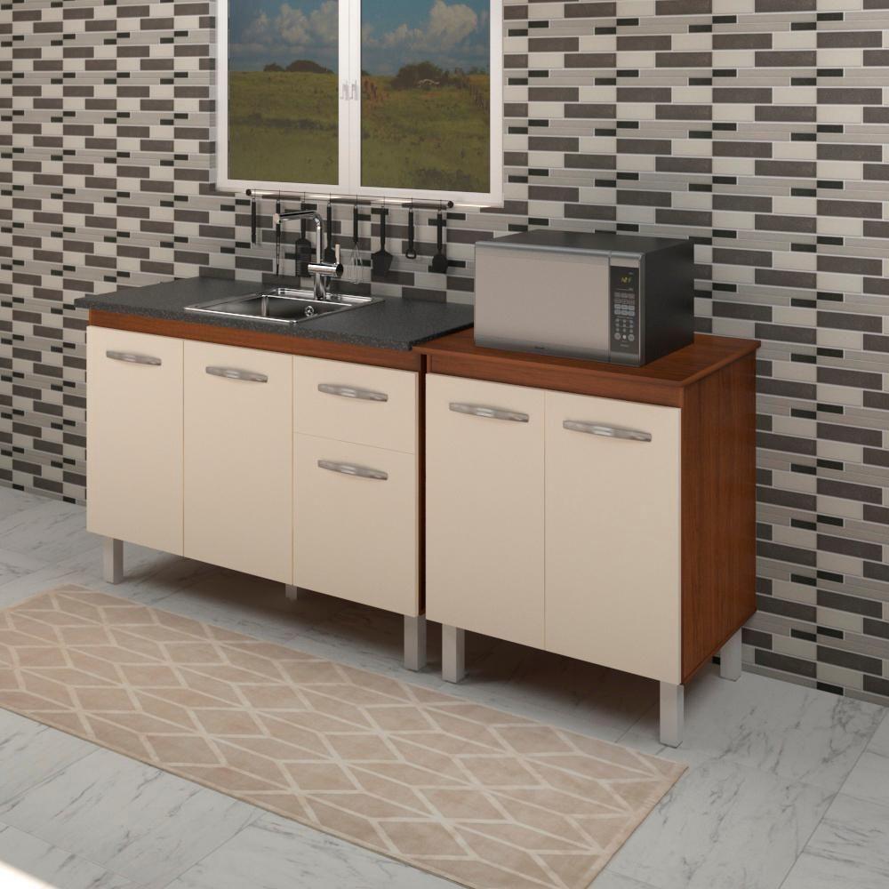 Balcao Pia 120cm E Multiuso 2 Portas 70cm Savana Off White Mobbs Savana Off White - 5