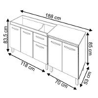 Balcao Pia 120cm E Multiuso 2 Portas 70cm Savana Off White Mobbs Savana Off White - 7