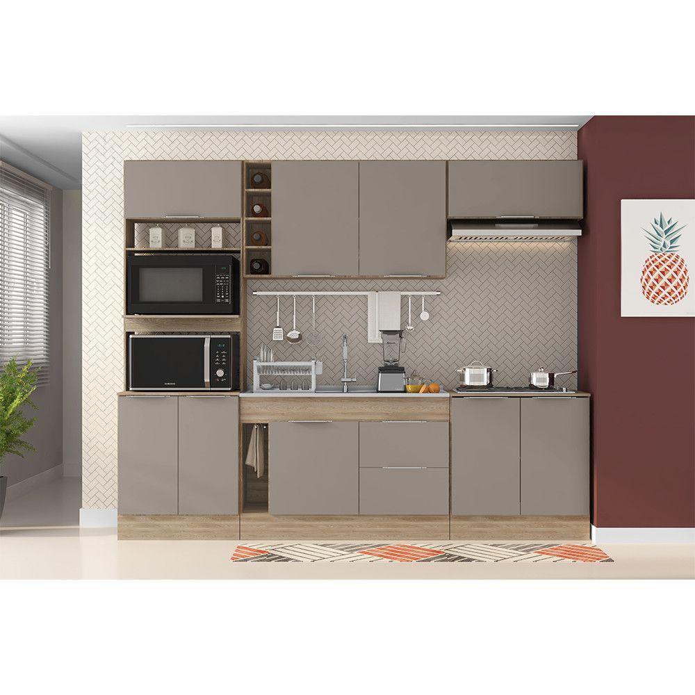 Balcão 1 Porta 2 Gavetas E Toalheiro 120 Cm Sem Tampo Ferrara Poliman Carvalho Oak E Fume - 4