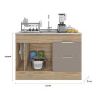 Balcão 1 Porta 2 Gavetas E Toalheiro 120 Cm Sem Tampo Ferrara Poliman Carvalho Oak E Fume