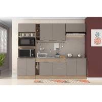 Balcão Com Tampo 2 Portas 80 Cm Ferrara Poliman Carvalho Oak E Fume