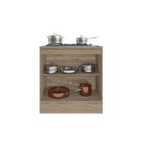 Balcão Com Tampo 2 Portas 80 Cm Ferrara Poliman Carvalho Oak E Fume - 13