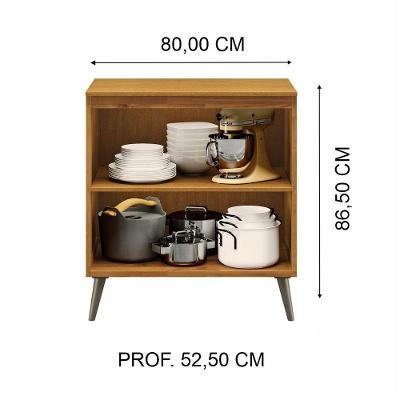 Balcão Para Cozinha Em Madeira 80cm 2 Portas E 1 Prateleira Mel - Cavazotto