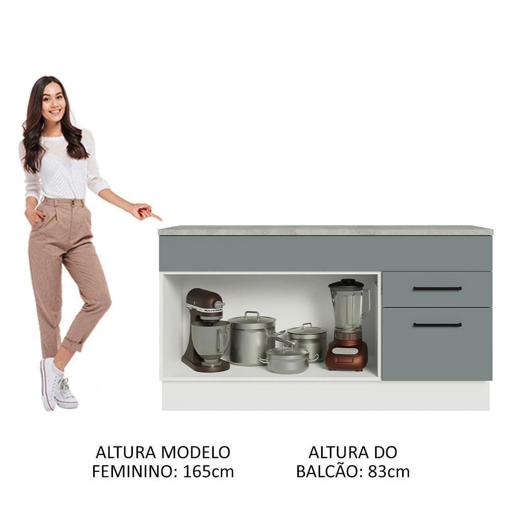 Balcão Gabinete De Pia Madesa Agata 150 Cm 2 Gavetas 2 Portas (com Tampo) - Branco/cinza Branco/cinza - 7