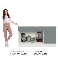 Balcão Gabinete De Pia Madesa Agata 150 Cm 2 Gavetas 2 Portas (com Tampo) - Branco/cinza Branco/cinza - 7