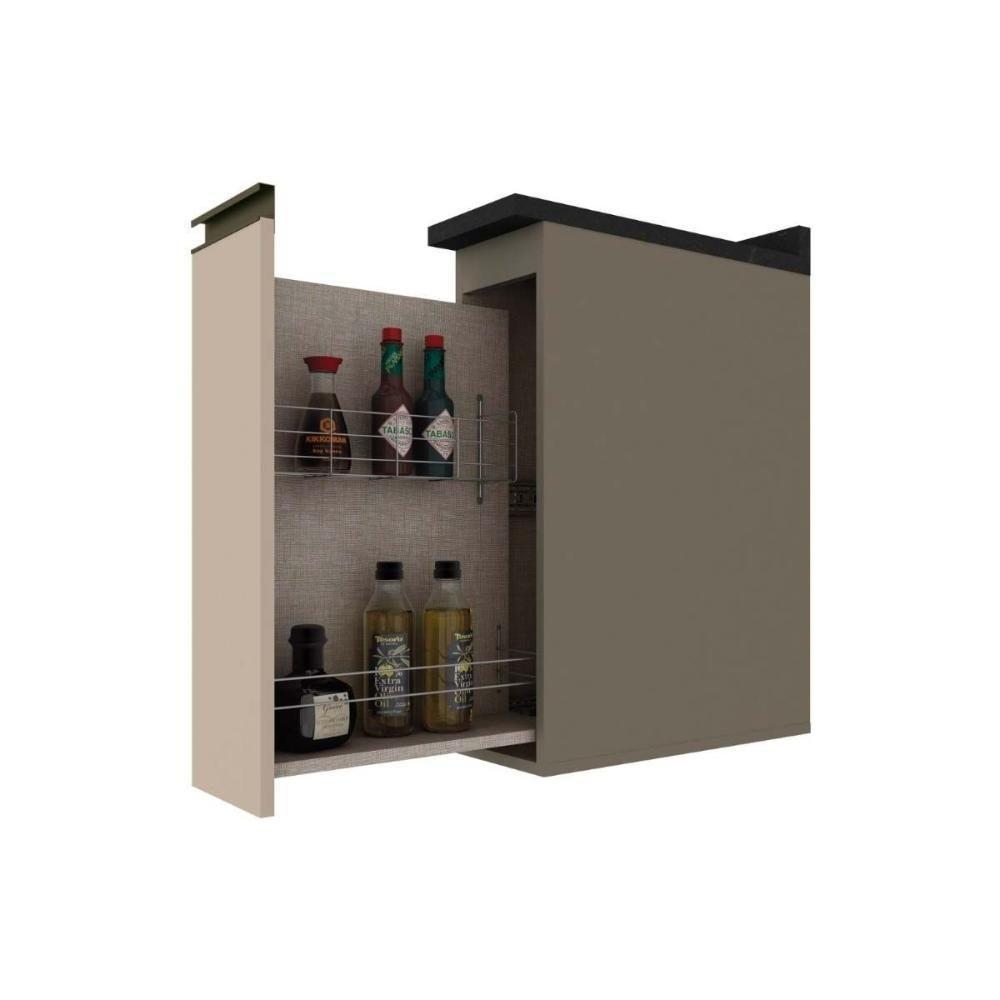 Balcão De Cozinha C/ Porta Condimentos Connect S/ Tampo 20cm Duna/cristal - Henn - 4