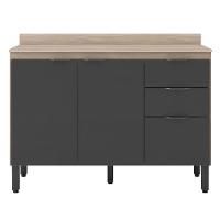 Balcão De Cozinha 3 Portas 120Cm Firenze Avena Touch Grafito - 3