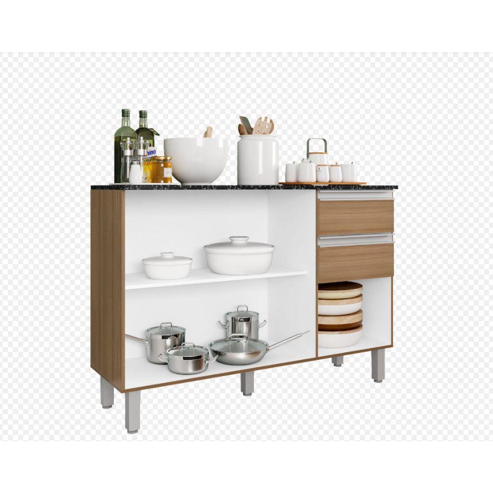 Balcão Com Tampo 120 Cm 3 Portas 2 Gavetas Paris Carvalho - 2