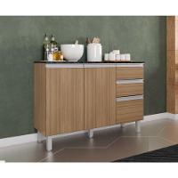 Balcão Com Tampo 120 Cm 3 Portas 2 Gavetas Paris Carvalho - 4