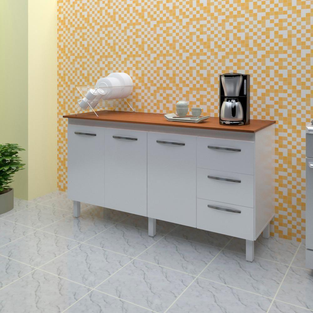 Balcao Com Tampo 160cm 9140x9320 Branco Savana Mobbs Branco Savana - 3