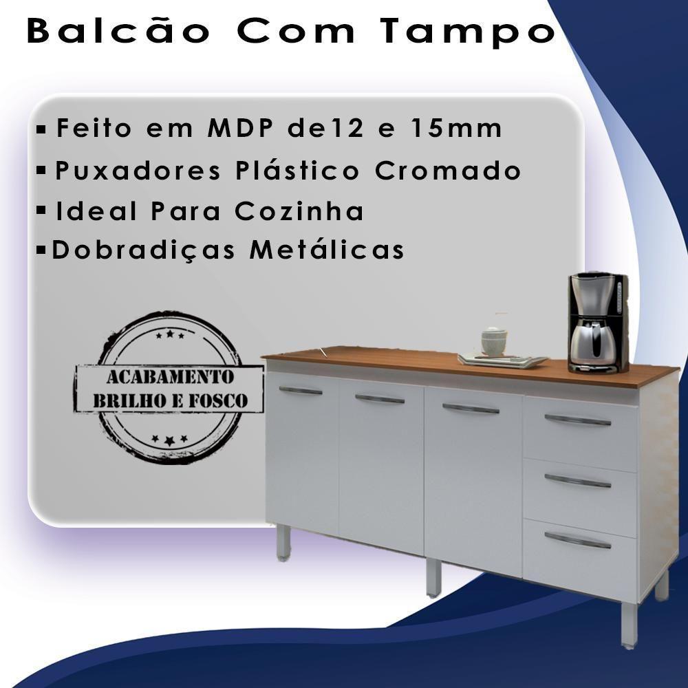 Balcao Com Tampo 160cm 9140x9320 Branco Savana Mobbs Branco Savana - 5