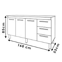 Balcao Com Tampo 160cm 9140x9320 Branco Savana Mobbs Branco Savana - 7