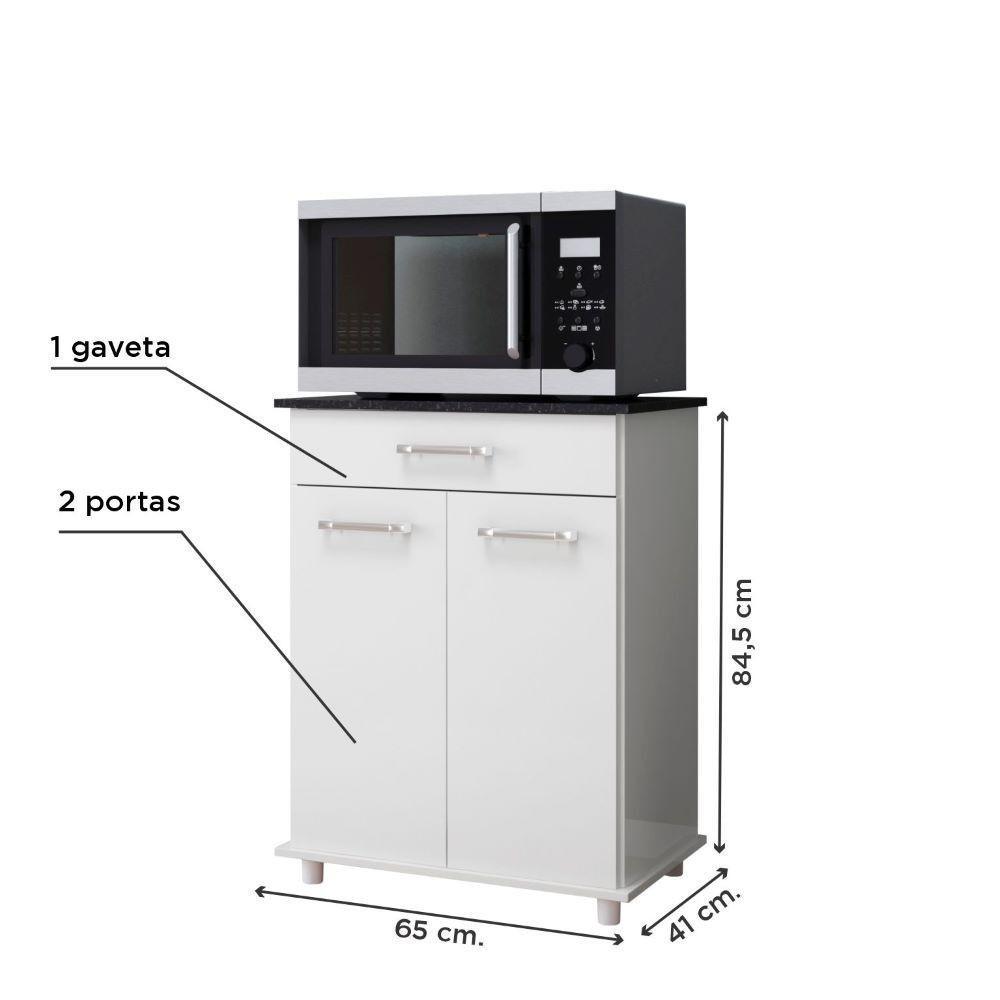 Balcão Multiuso Duplo 2Pts 1 Gvt Branco Isis Nicioli Branco - 5