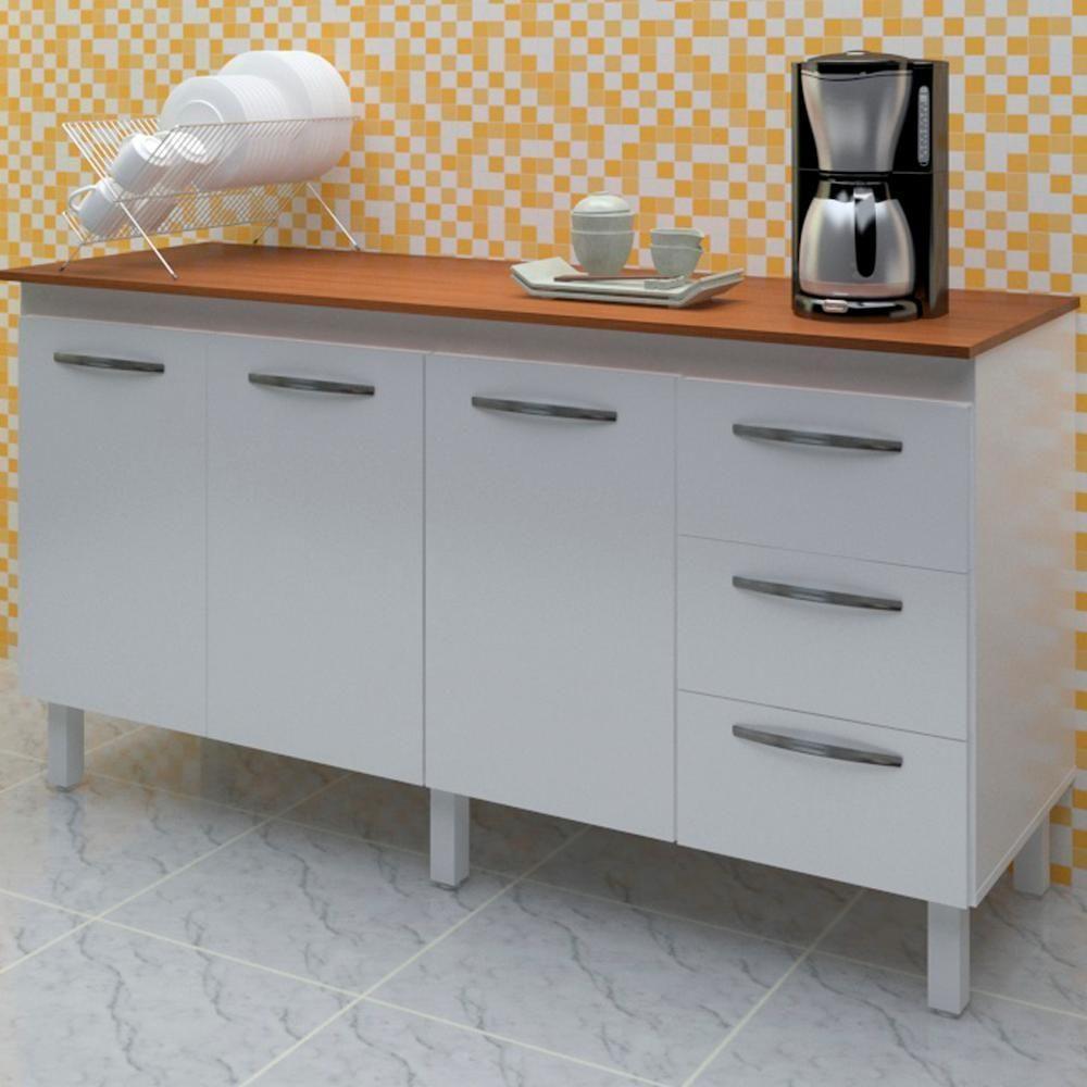 Balcao Com Tampo 150cm 9130x9310 Branco Savana Mobbs Branco Savana - 6