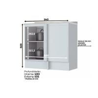 Balcão de Cozinha Modulado  Canto Reto Americana 1Pta c/ Tampo Branco - Henn - 4