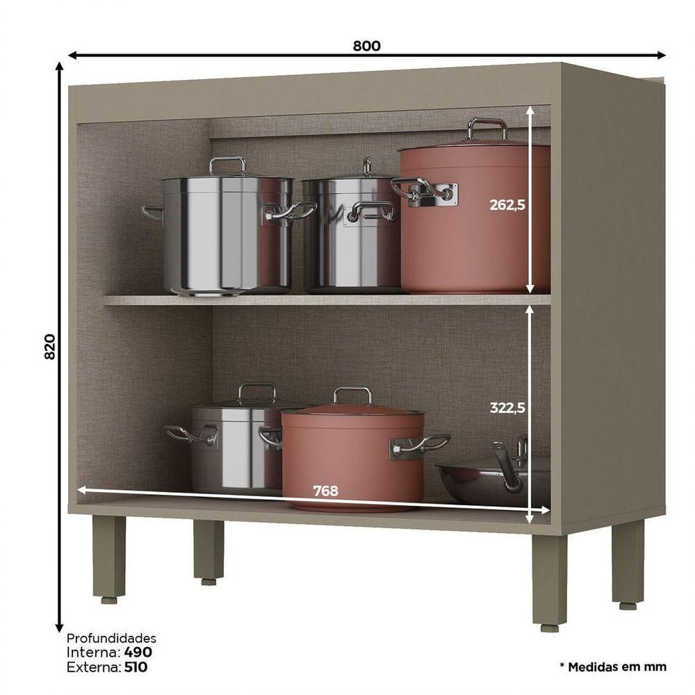 Balcão 02 Portas 80 Cm Connect Henn Duna Com Cristal - 4